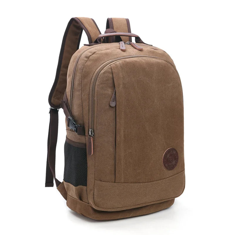 wear-resistant canvas men backpack unisex large capacity multi-function shoulder computer bag canvas hiking travel backpack