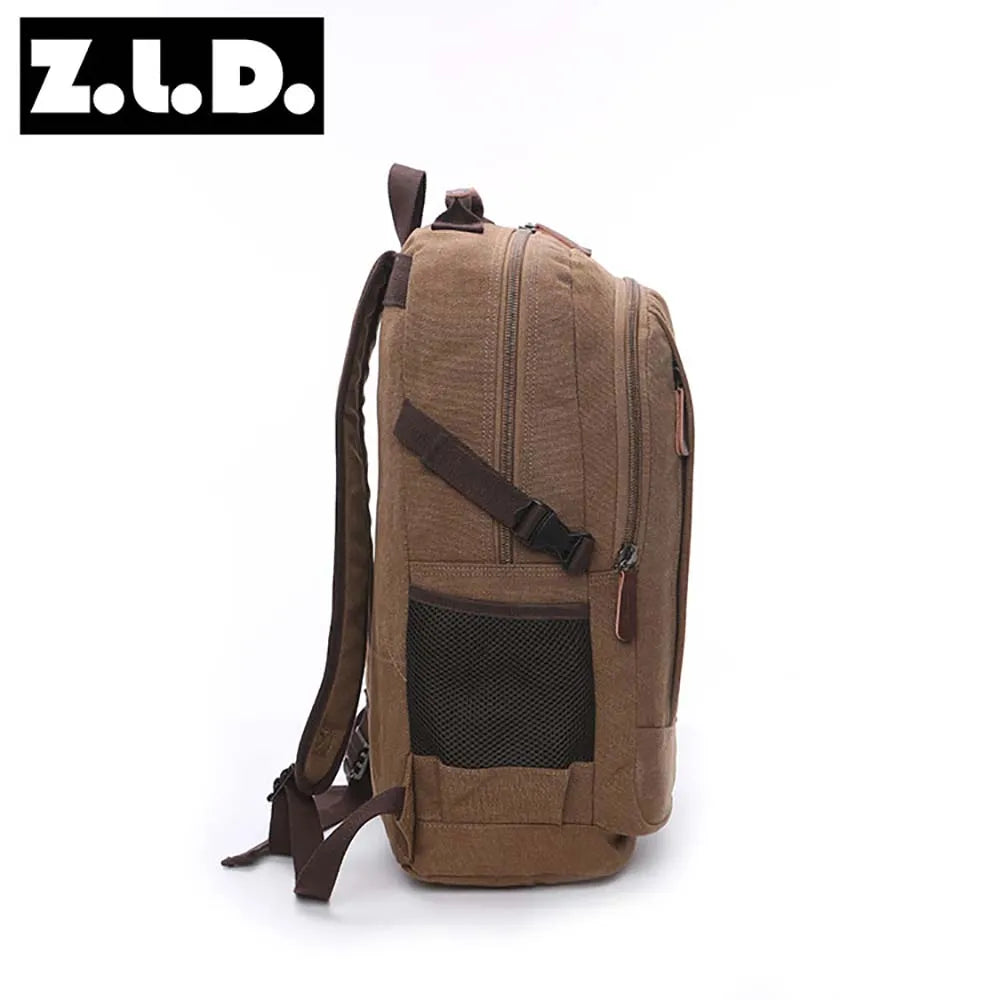 wear-resistant canvas men backpack unisex large capacity multi-function shoulder computer bag canvas hiking travel backpack