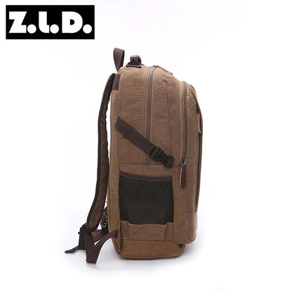 wear-resistant canvas men backpack unisex large capacity multi-function shoulder computer bag canvas hiking travel backpack
