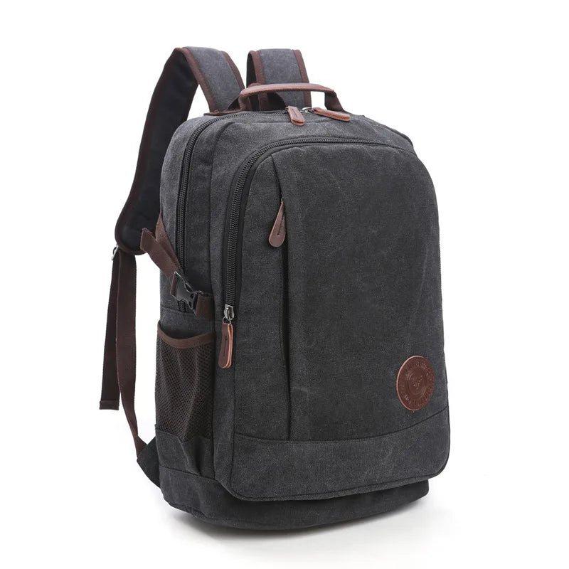 wear-resistant canvas men backpack unisex large capacity multi-function shoulder computer bag canvas hiking travel backpack