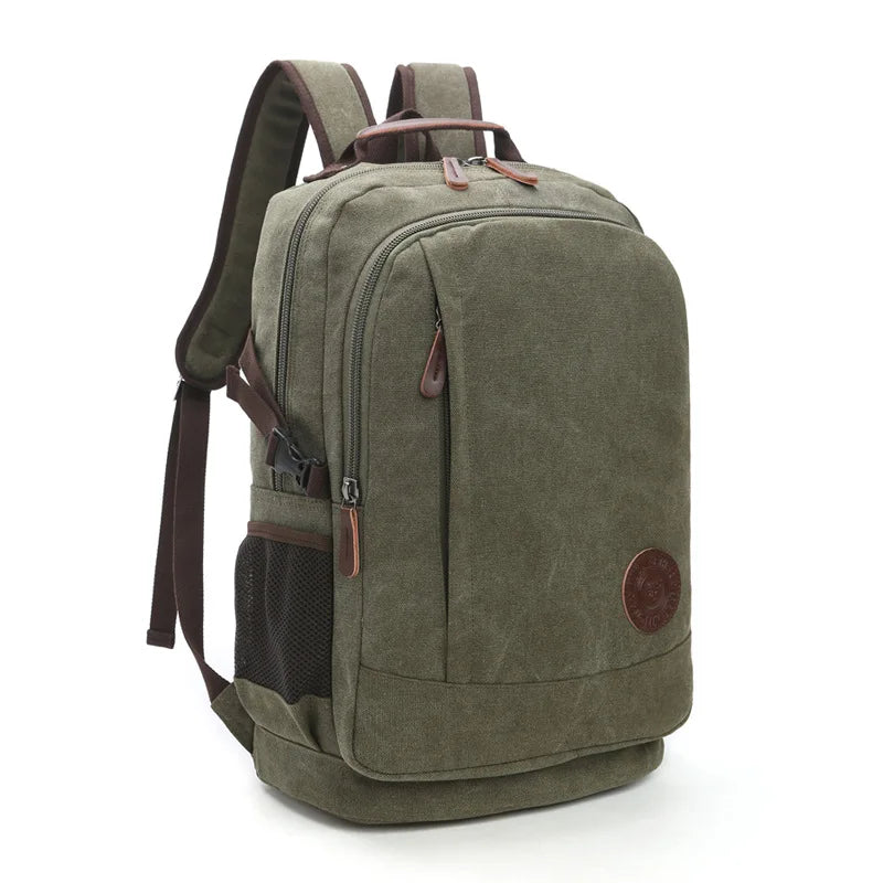 wear-resistant canvas men backpack unisex large capacity multi-function shoulder computer bag canvas hiking travel backpack