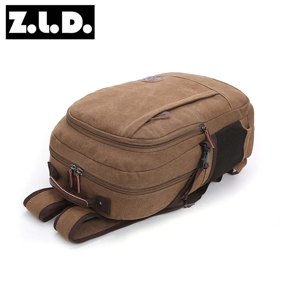 wear-resistant canvas men backpack unisex large capacity multi-function shoulder computer bag canvas hiking travel backpack