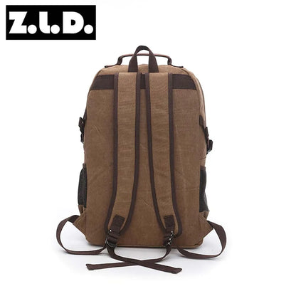 wear-resistant canvas men backpack unisex large capacity multi-function shoulder computer bag canvas hiking travel backpack