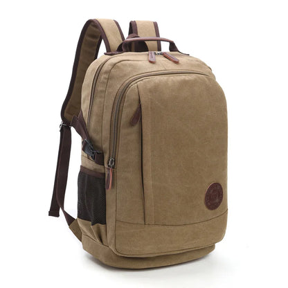 wear-resistant canvas men backpack unisex large capacity multi-function shoulder computer bag canvas hiking travel backpack