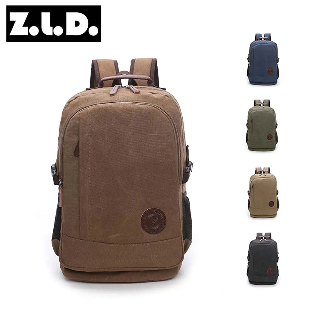 wear-resistant canvas men backpack unisex large capacity multi-function shoulder computer bag canvas hiking travel backpack