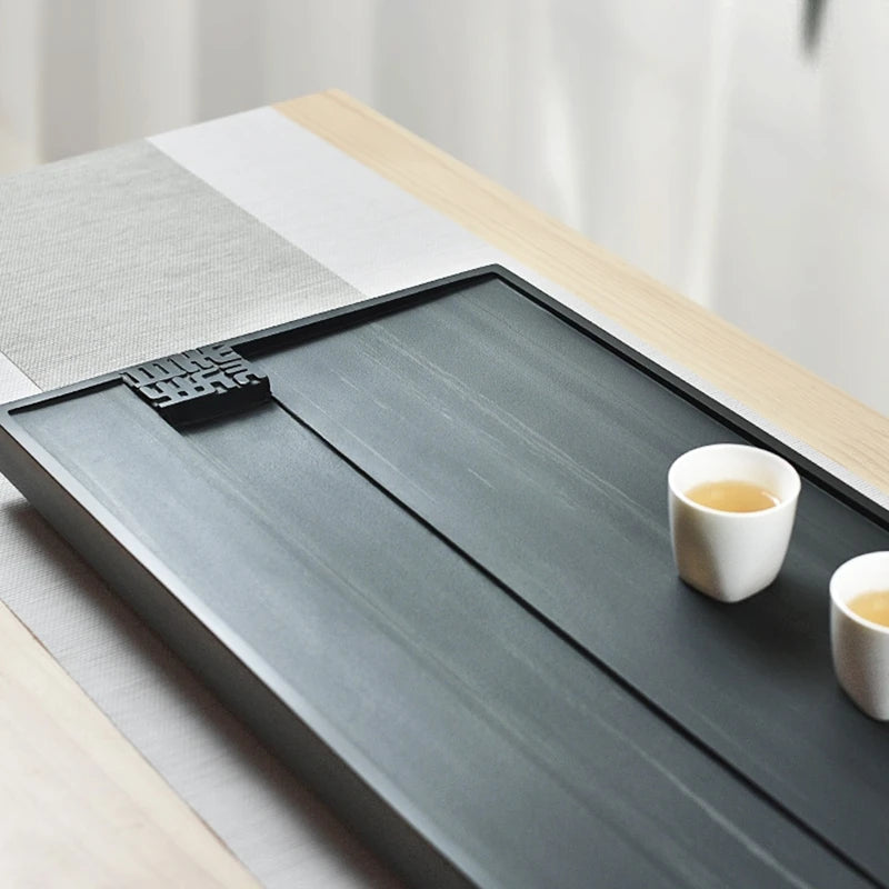 weighed stone tea tray handmade carved rectangle trays water draining holes large tea table black stone ta boat for tea sets