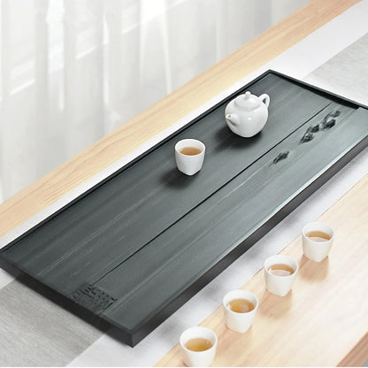 weighed stone tea tray handmade carved rectangle trays water draining holes large tea table black stone ta boat for tea sets