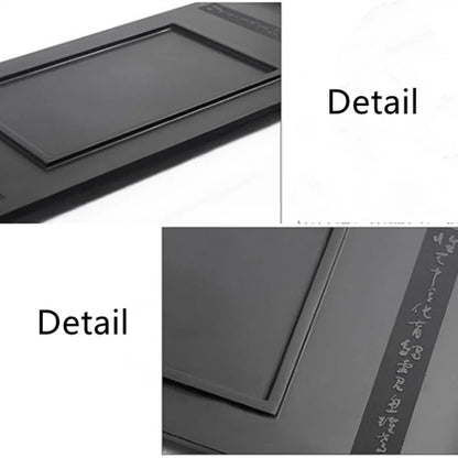 weighted heavy black stone tea tray boat shape creative tea table for kungfu tea set handmade serving tray Chinese word engraved