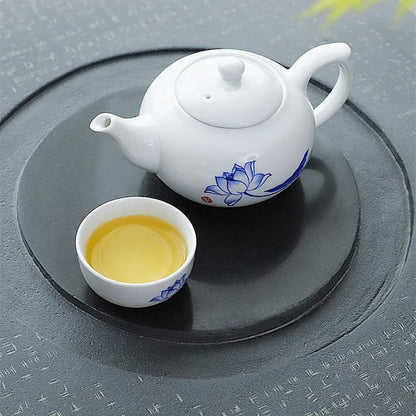 weighted stone tea tray invisible water draining outlet rectangle serving tray multi size tea boat for tea set pot cups on sales