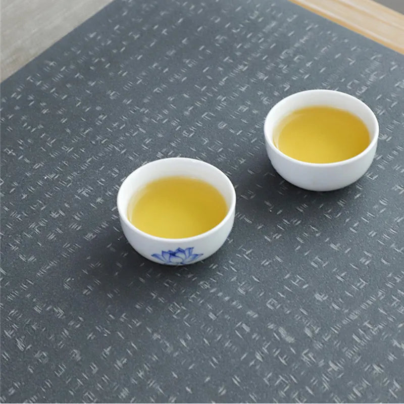 weighted stone tea tray invisible water draining outlet rectangle serving tray multi size tea boat for tea set pot cups on sales