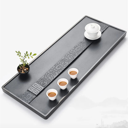 weighted tea tray double line invisible water draining outlet black stone tea table for Chinese tea set multi size tea boat new