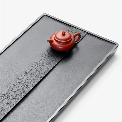 weighted tea tray double line invisible water draining outlet black stone tea table for Chinese tea set multi size tea boat new