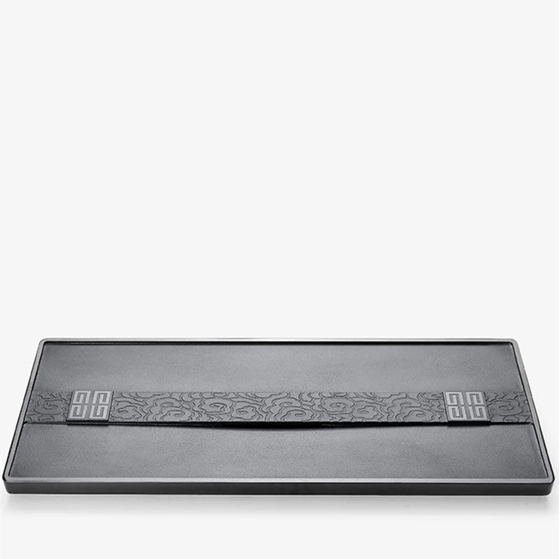 weighted tea tray double line invisible water draining outlet black stone tea table for Chinese tea set multi size tea boat new