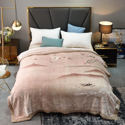 weighted thick blanket warm winter bed cover active printing 3.8kg blankets 78"x90" soft velvet bedding set on sales new