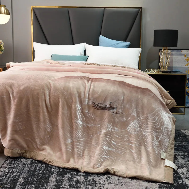 weighted thick blanket warm winter bed cover active printing 3.8kg blankets 78"x90" soft velvet bedding set on sales new