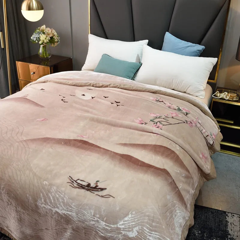 weighted thick blanket warm winter bed cover active printing 3.8kg blankets 78"x90" soft velvet bedding set on sales new