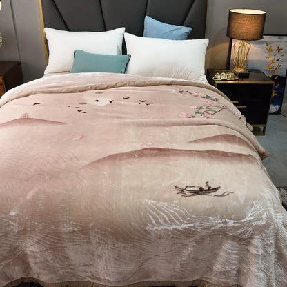 weighted thick blanket warm winter bed cover active printing 3.8kg blankets 78"x90" soft velvet bedding set on sales new