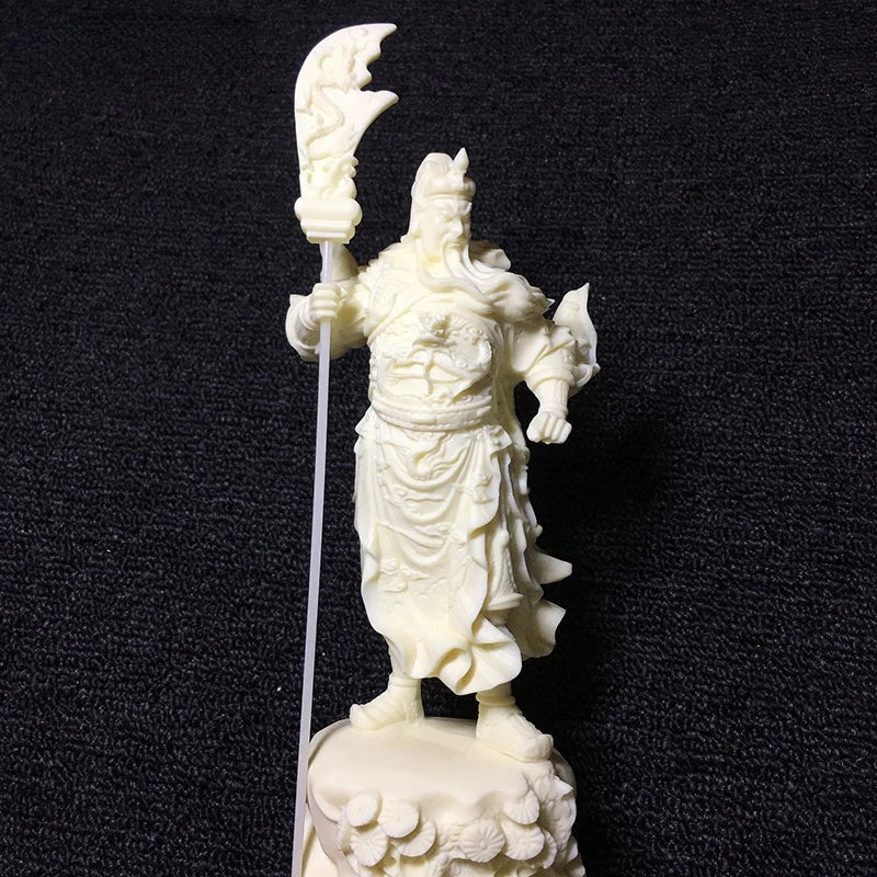 white God of War Guan Gong Statue，Modern art sculpture，Chinese mythical figure Guan Yu，High-end home decoration statue