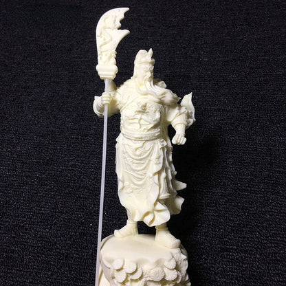 white God of War Guan Gong Statue，Modern art sculpture，Chinese mythical figure Guan Yu，High-end home decoration statue