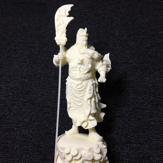 white God of War Guan Gong Statue，Modern art sculpture，Chinese mythical figure Guan Yu，High-end home decoration statue