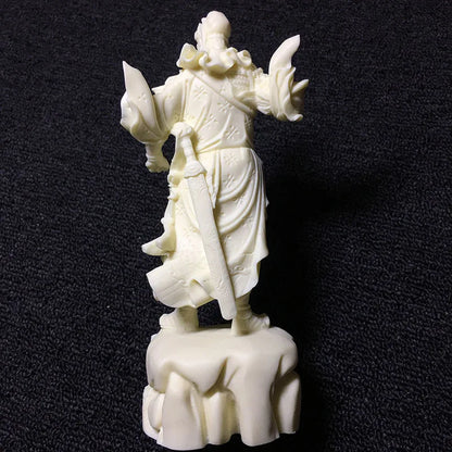 white God of War Guan Gong Statue，Modern art sculpture，Chinese mythical figure Guan Yu，High-end home decoration statue