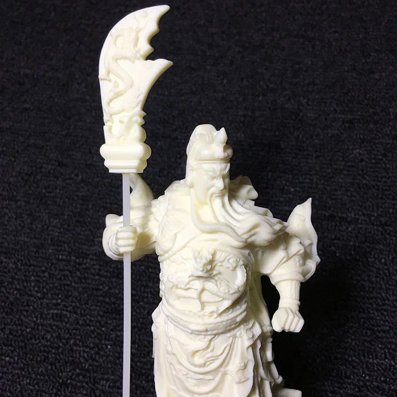 white God of War Guan Gong Statue，Modern art sculpture，Chinese mythical figure Guan Yu，High-end home decoration statue