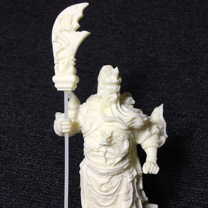 white God of War Guan Gong Statue，Modern art sculpture，Chinese mythical figure Guan Yu，High-end home decoration statue