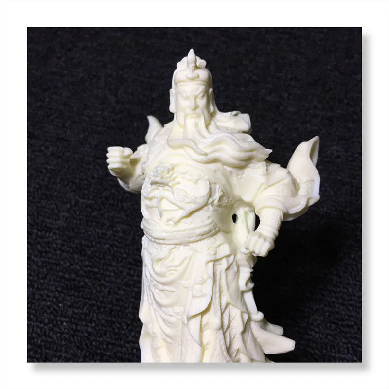 white God of War Guan Gong Statue，Modern art sculpture，Chinese mythical figure Guan Yu，High-end home decoration statue