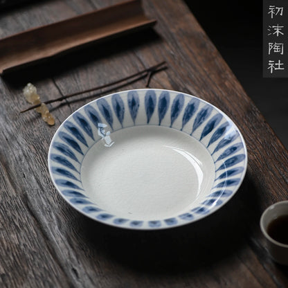 white hand-painted deep plate open piece can raise Chinese Disc Ceramic dry bubble pot bearing pot tea set accessories