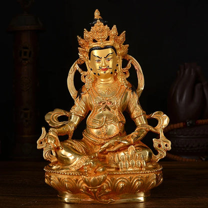 wholesale #21CM HOME family  Talisman # Buddhism full Gilding Yellow Jambhala Zambala gold Buddha brass statue