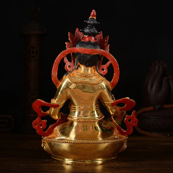 wholesale #21CM HOME family  Talisman # Buddhism full Gilding Yellow Jambhala Zambala gold Buddha brass statue