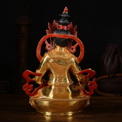wholesale #21CM HOME family  Talisman # Buddhism full Gilding Yellow Jambhala Zambala gold Buddha brass statue