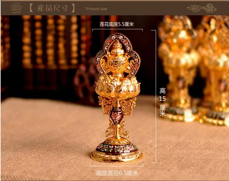 wholesale Buddhist Buddhism efficacious Protection Tibet Nepal Gold-plated Eight Auspicious Symbols of Buddhism, brass statue