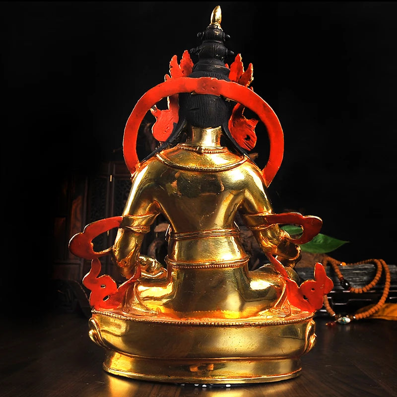 wholesale GOOD  HOME family efficacious Talisman # Buddhism full Gilding Yellow Jambhala Zambala gold Buddha brass statue