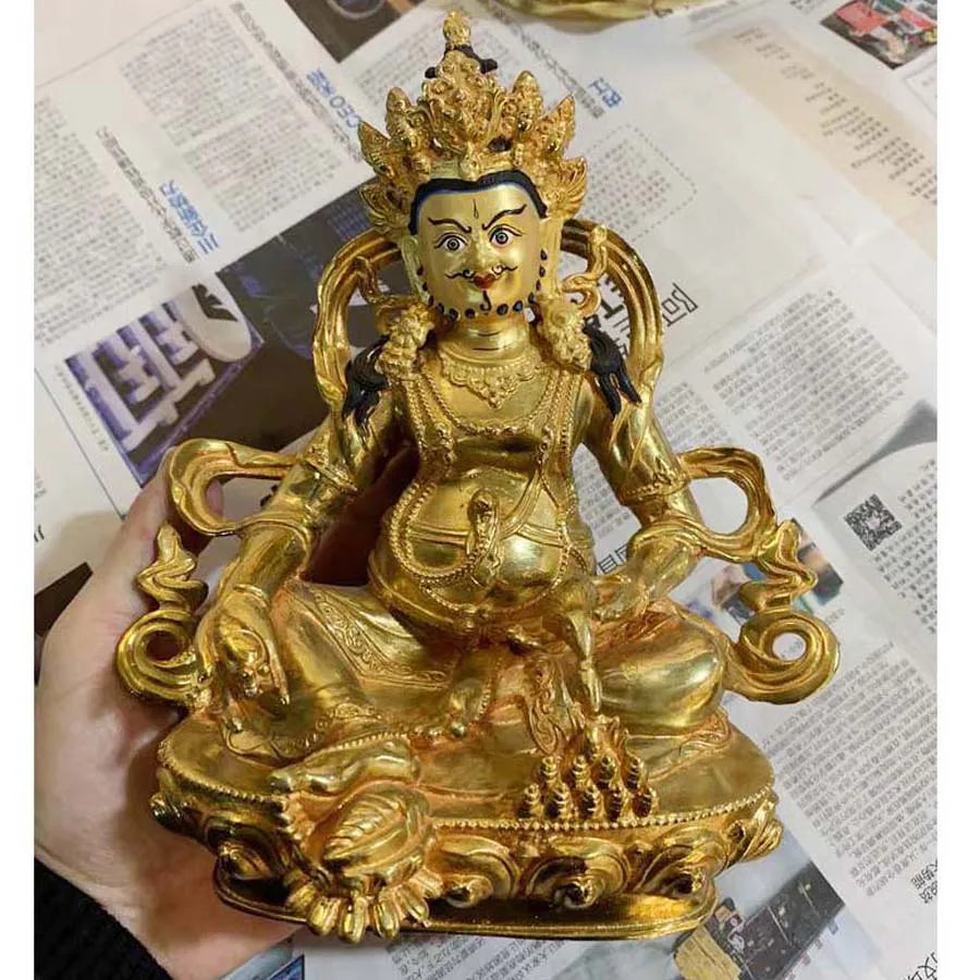 wholesale GOOD  HOME family efficacious Talisman # Buddhism full Gilding Yellow Jambhala Zambala gold Buddha brass statue