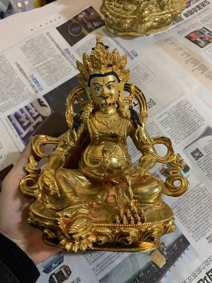 wholesale GOOD  HOME family efficacious Talisman # Buddhism full Gilding Yellow Jambhala Zambala gold Buddha brass statue