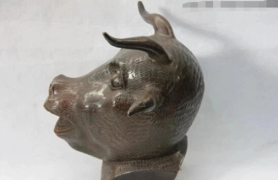wholesale factory 10 Chinese Copper Bronze Famous shuxiang Twelve Zodiac Cow OX Bull Head Statue 25% off