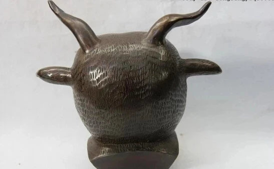 wholesale factory 10 Chinese Copper Bronze Famous shuxiang Twelve Zodiac Cow OX Bull Head Statue 25% off