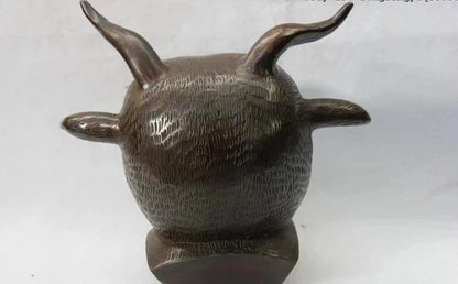 wholesale factory 10 Chinese Copper Bronze Famous shuxiang Twelve Zodiac Cow OX Bull Head Statue 25% off