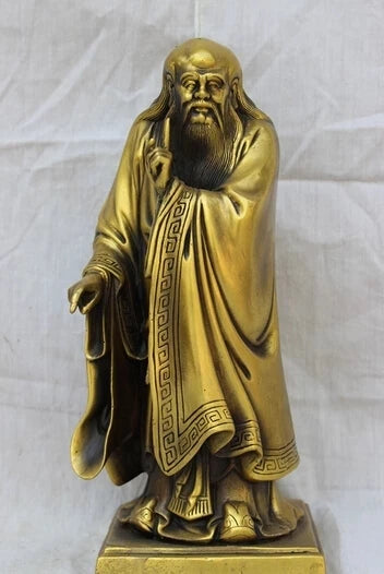 wholesale factory 11" China Chinese Pure Bronze Famous Taoism Litterateur Lao Zi Lao Tzu Statue 25% off
