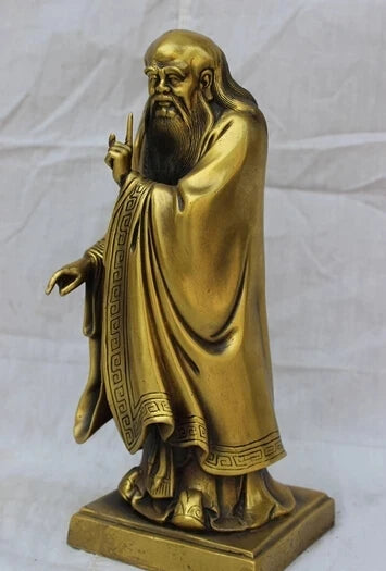 wholesale factory 11" China Chinese Pure Bronze Famous Taoism Litterateur Lao Zi Lao Tzu Statue 25% off