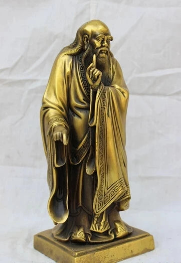 wholesale factory 11" China Chinese Pure Bronze Famous Taoism Litterateur Lao Zi Lao Tzu Statue 25% off