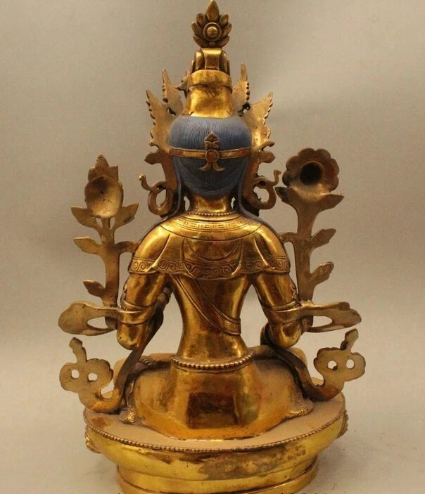 wholesale factory 18" China Tibet Tibetan Buddhist Bronze Gild White Tara Bodhisattva Buddha Statu AE1024 AB1025
