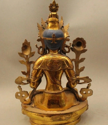 wholesale factory 18" China Tibet Tibetan Buddhist Bronze Gild White Tara Bodhisattva Buddha Statu AE1024 AB1025