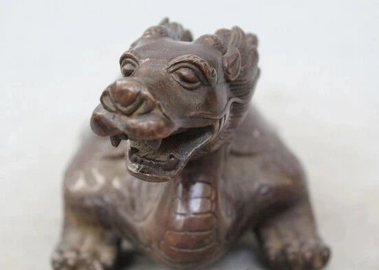 wholesale factory 8" Chinese Fengshui Copper longevity Dragon Turtle Tortoise Statue Sculpture 25% off