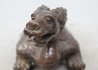 wholesale factory 8" Chinese Fengshui Copper longevity Dragon Turtle Tortoise Statue Sculpture 25% off