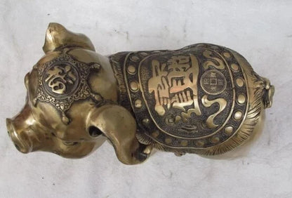 wholesale factory Chinese Brass Copper Feng Shui Wealth Money Hannaford Pig statue 25% off