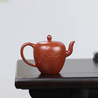 wholesales true yixing zisha tea pot full handmade carved beauty shoulder pots Chinese character wintersweet embossed dahongpao