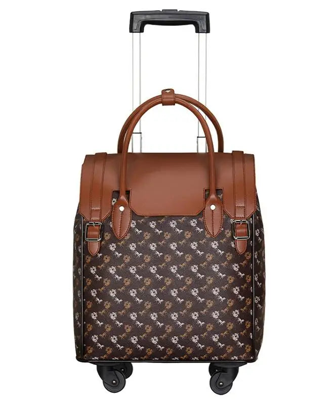 women PU Travel Trolley bag carry on hand luggage bag wheels rolling luggage bag women cabin suitcase for travel bag on wheels