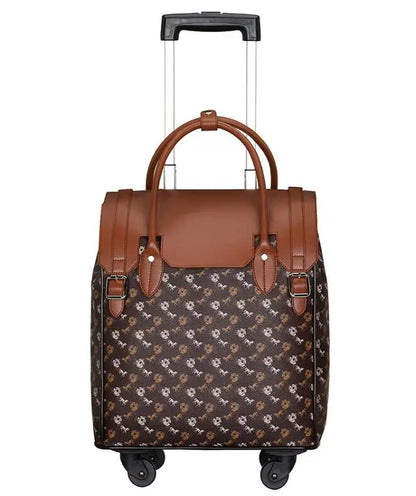 women PU Travel Trolley bag carry on hand luggage bag wheels rolling luggage bag women cabin suitcase for travel bag on wheels